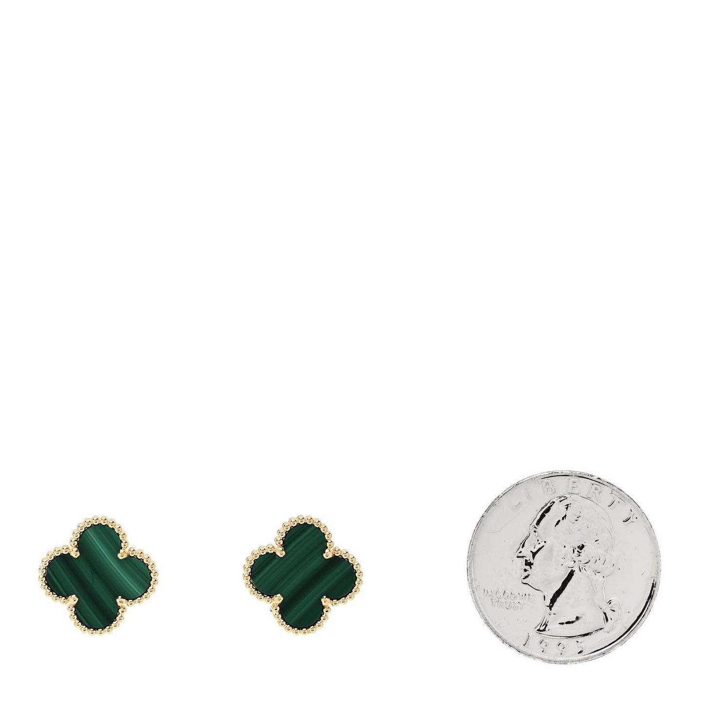18K Yellow Gold Malachite Vintage Alhambra Earrings
