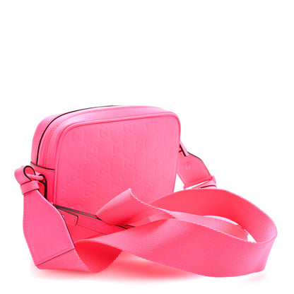 Gucci Rubber Effect Monogram GG Crossbody Bag Fluorescent Fuchsia 3 of 9