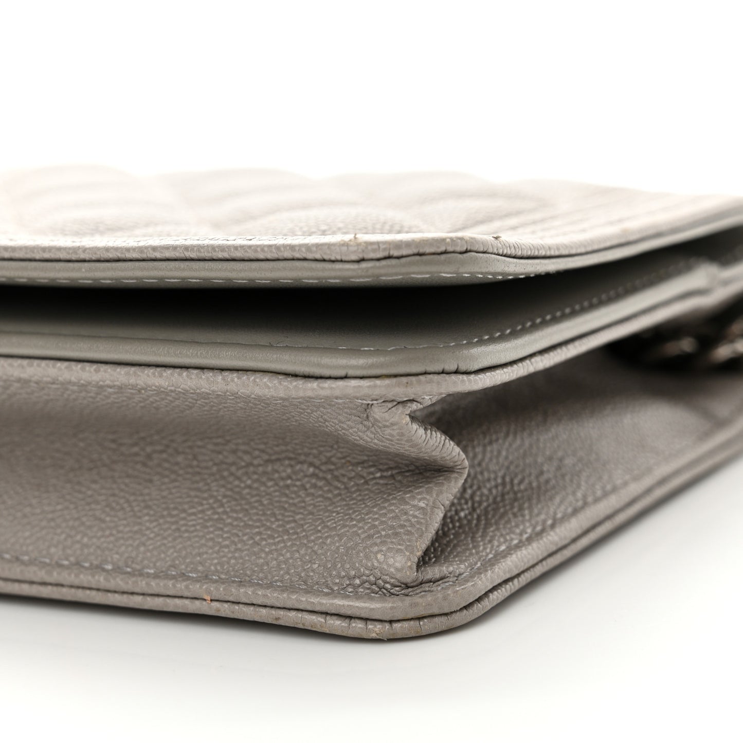 Caviar Quilted Boy Wallet On Chain WOC Grey