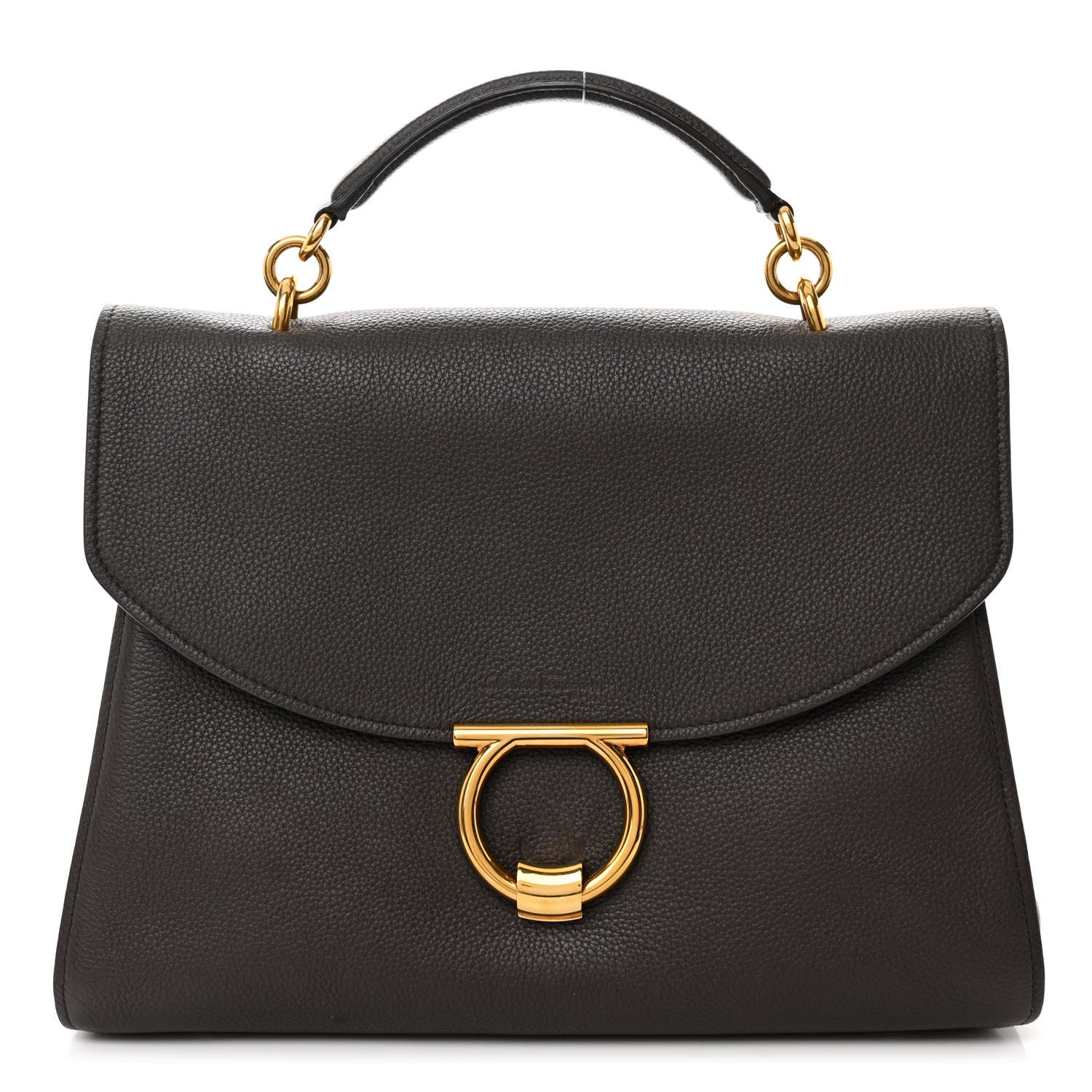 Salvatore Ferragamo Calfskin Medium Margot Top Handle Satchel Flannel 1 of 9