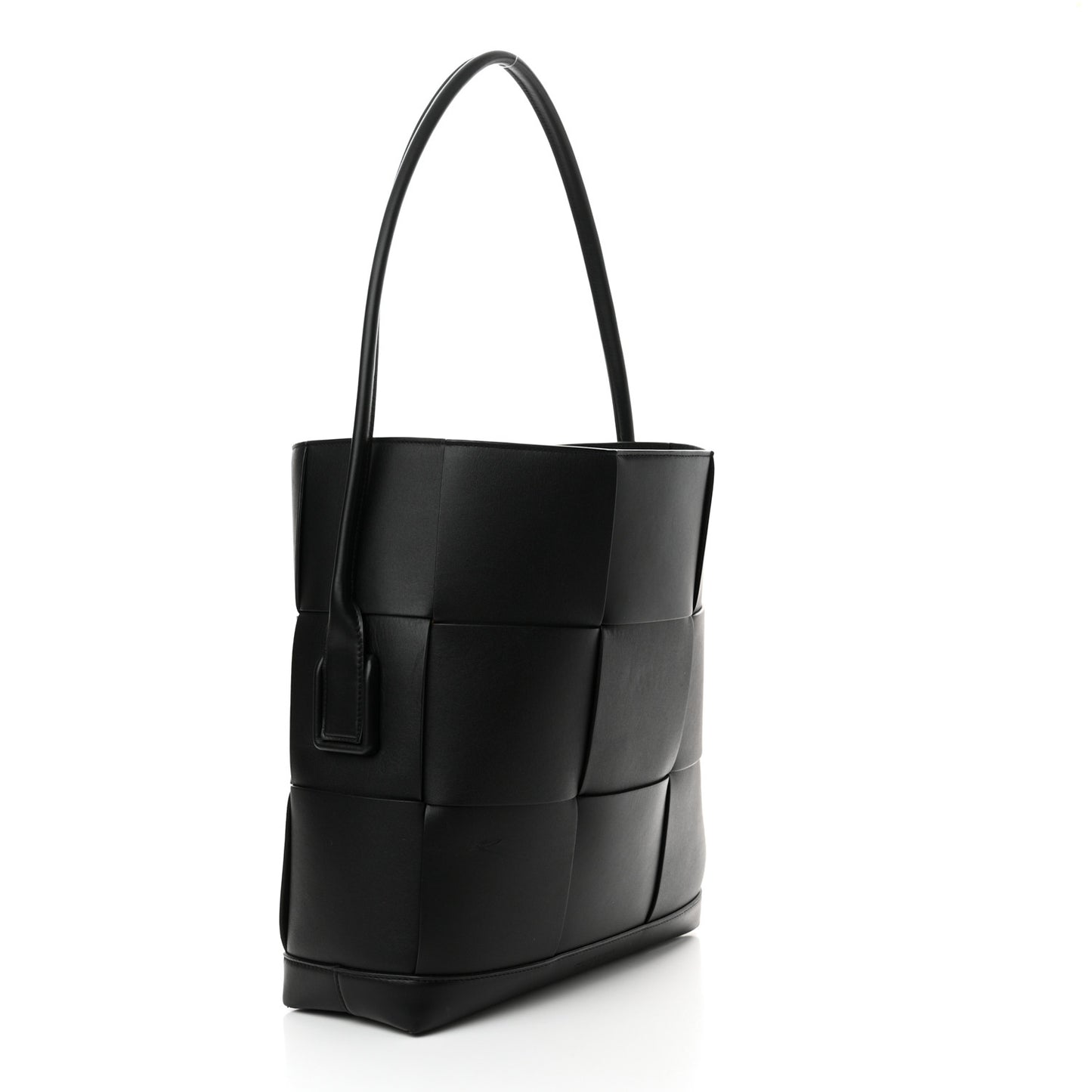 French Calfskin Maxi Intrecciato Large Vertical Arco Tote Black