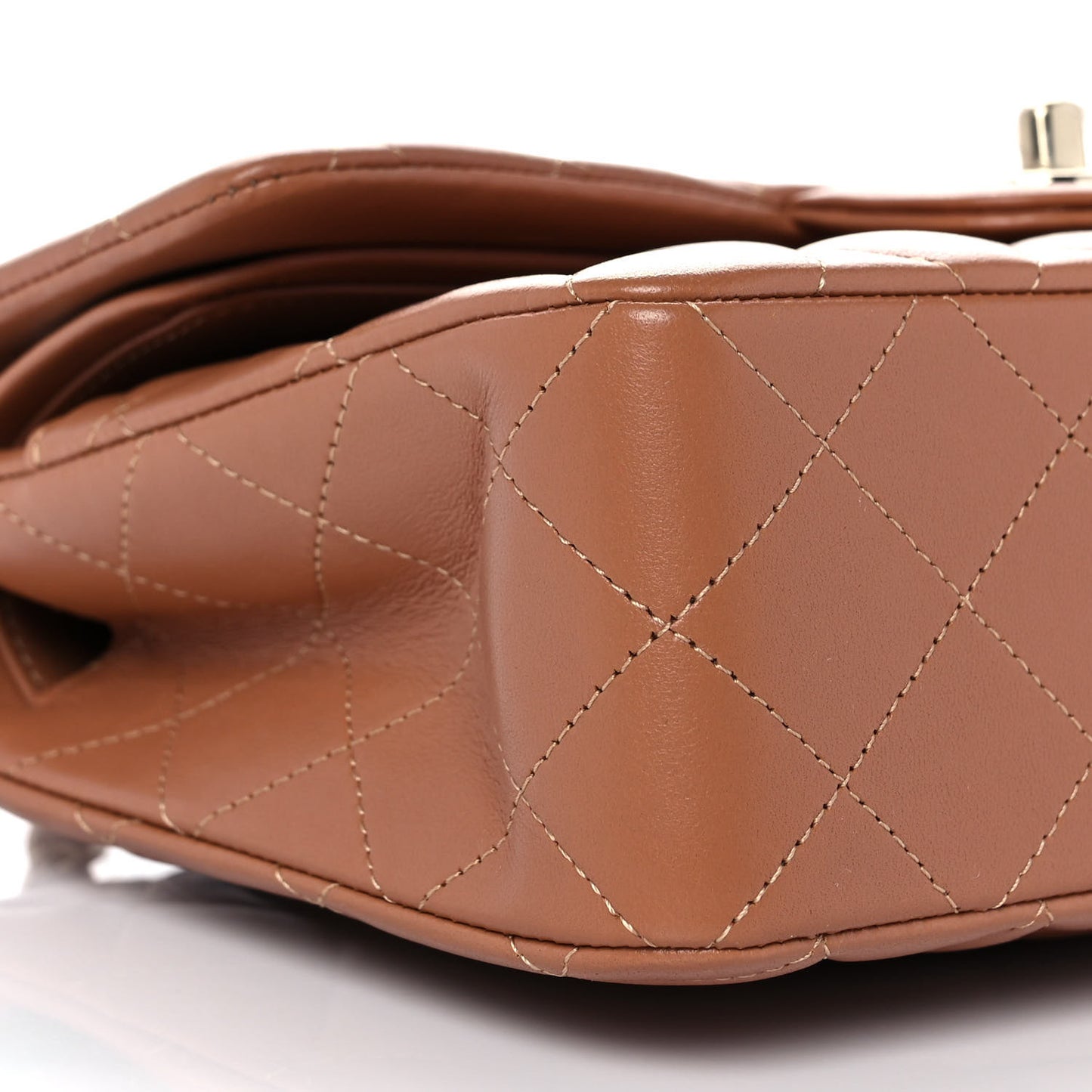 Lambskin Quilted Small Double Flap Brown