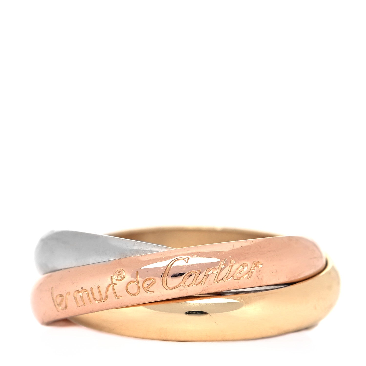 Cartier 18K Pink Yellow White Gold Classic Les Must De Cartier Trinity Ring 56 7.5 1 of 10