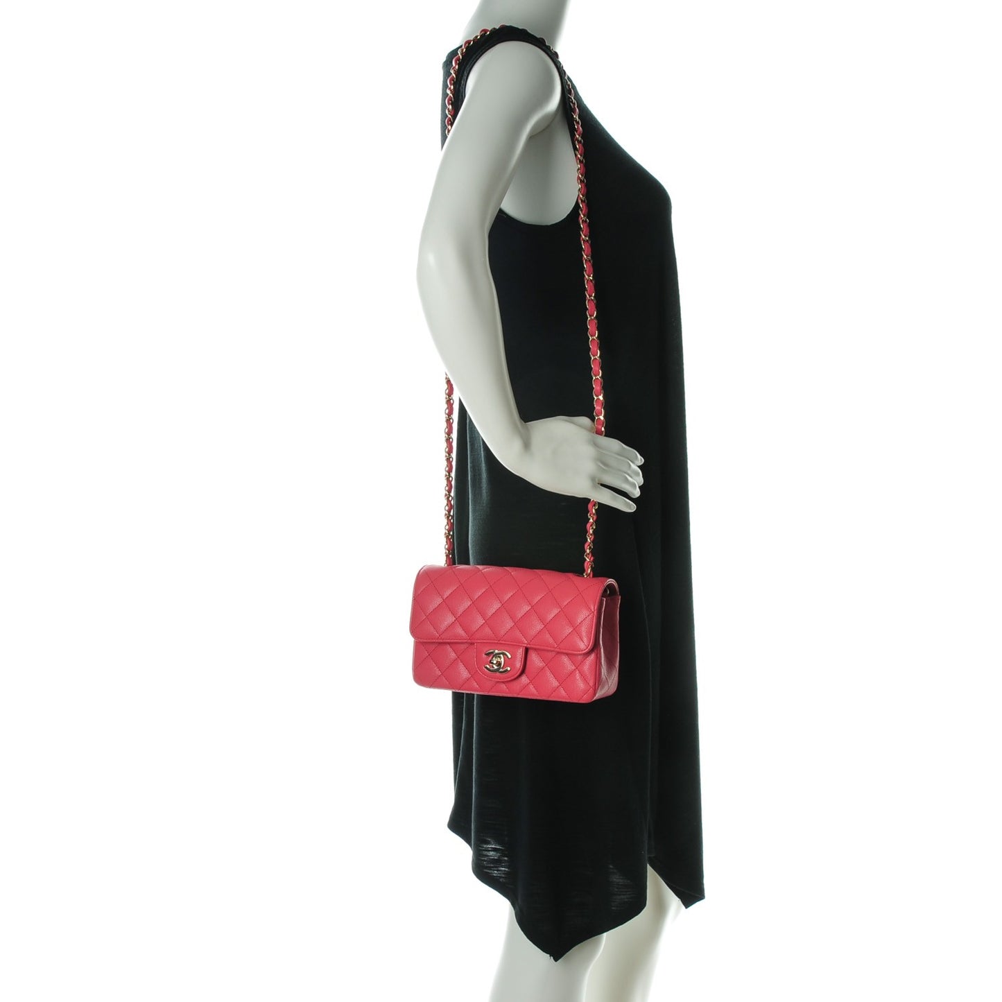 Caviar Quilted Mini Rectangular Flap Dark Pink