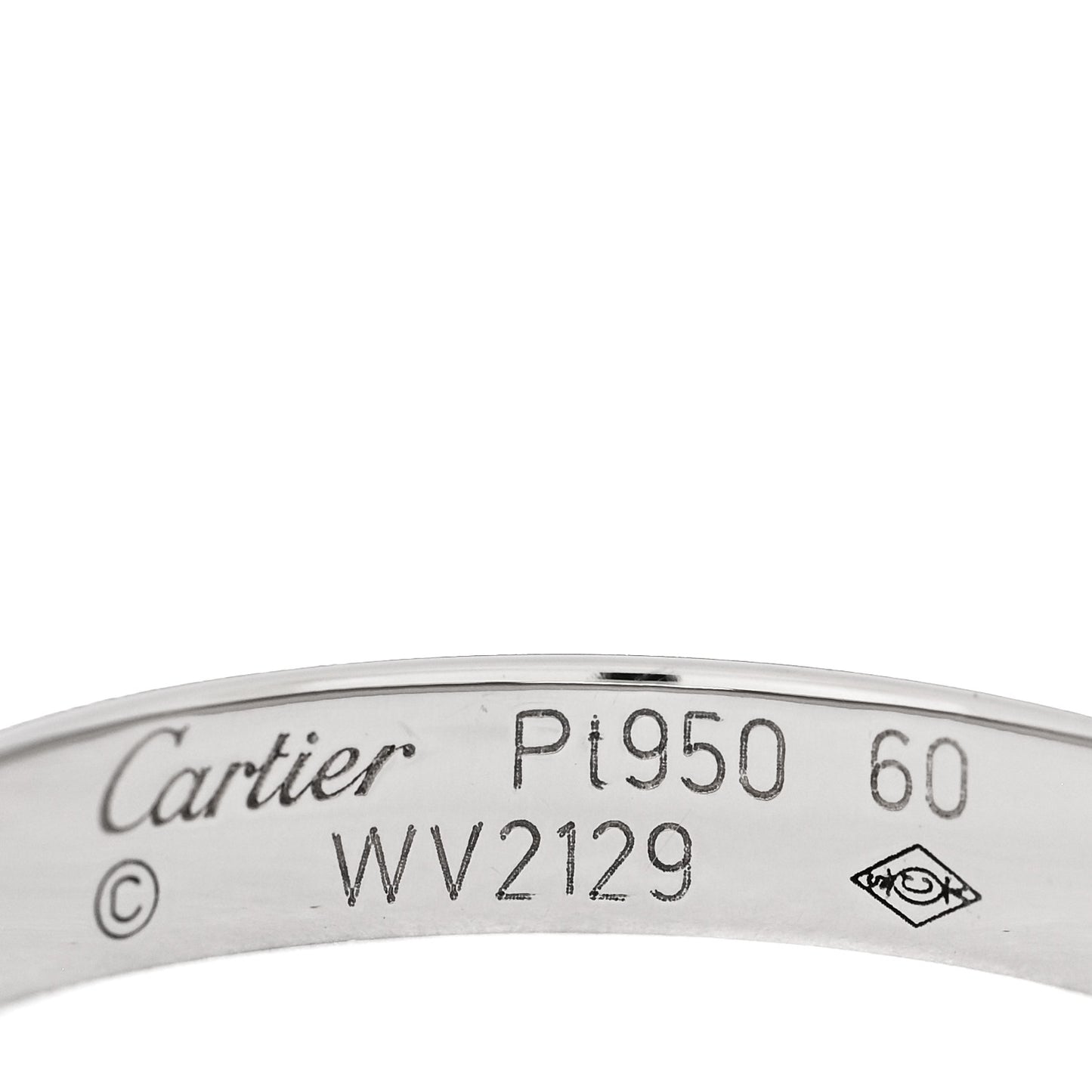 Platinum 3.5mm LOVE Wedding Band Ring 60 9