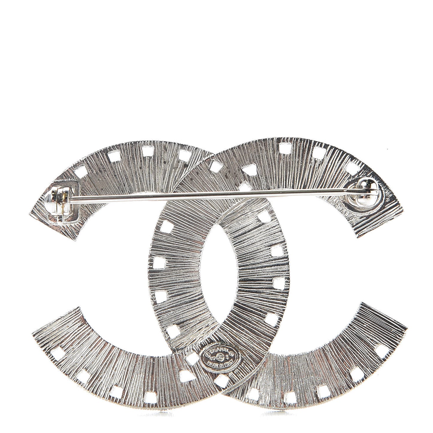 Baguette Crystal CC Brooch Silver Pink
