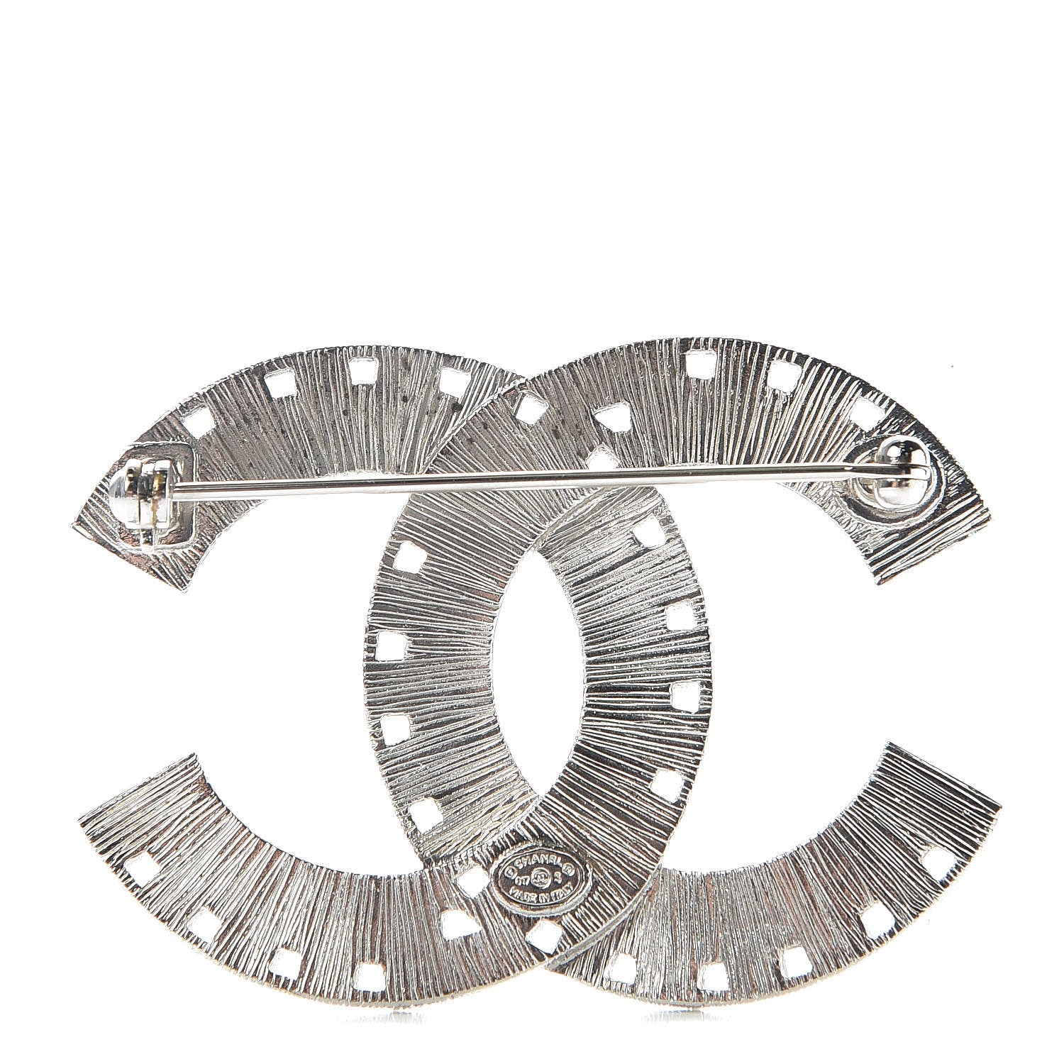 Chanel Baguette Crystal CC Brooch Silver Pink 3 of 5