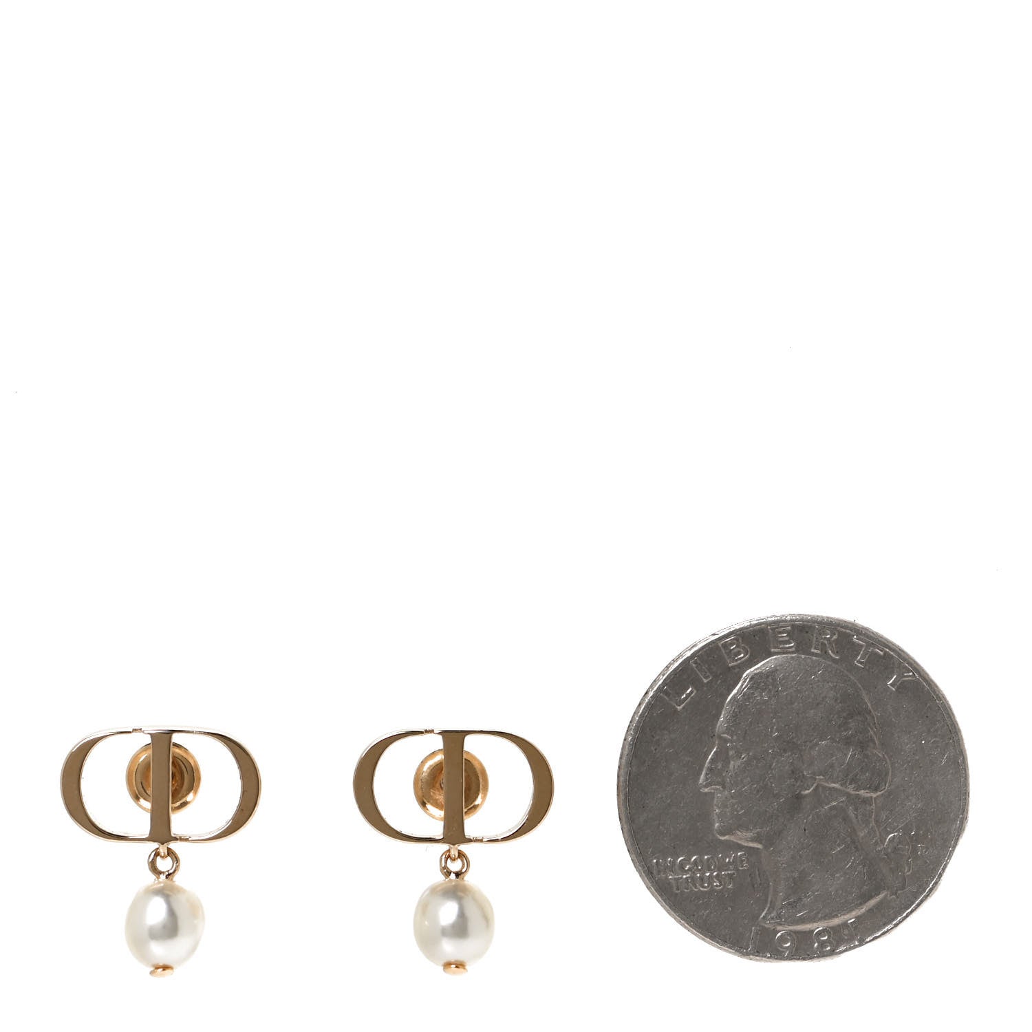 Christian Dior Pearl Logo Earrings Gold 2 of 5