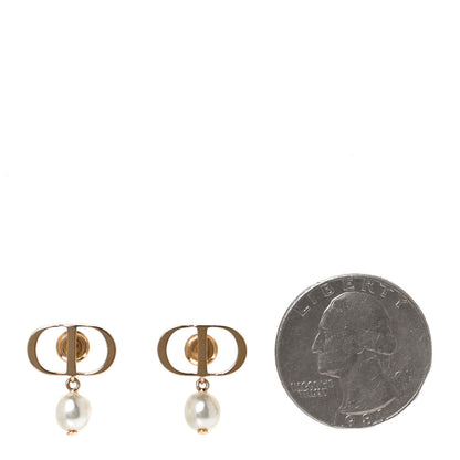Christian Dior Pearl Logo Earrings Gold 2 of 5