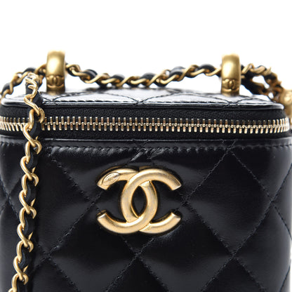 Chanel Calfskin Quilted Mini Perfect Fit Vanity Case With Chain Black 10 of 11