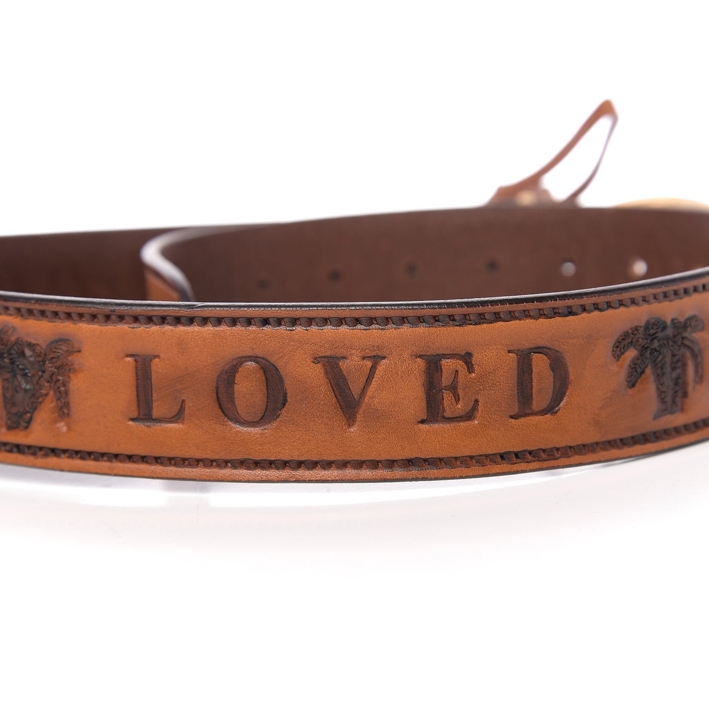 Calfskin Gucci Loved Embossed Double G 40mm Belt 80 32 Cuoio