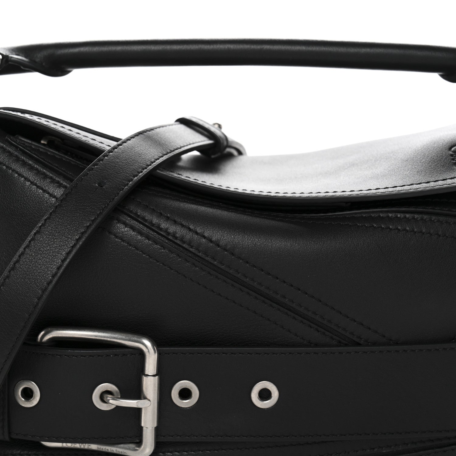 Loewe Shiny Calfskin Small Puzzle Biker Bag Black 8 of 10