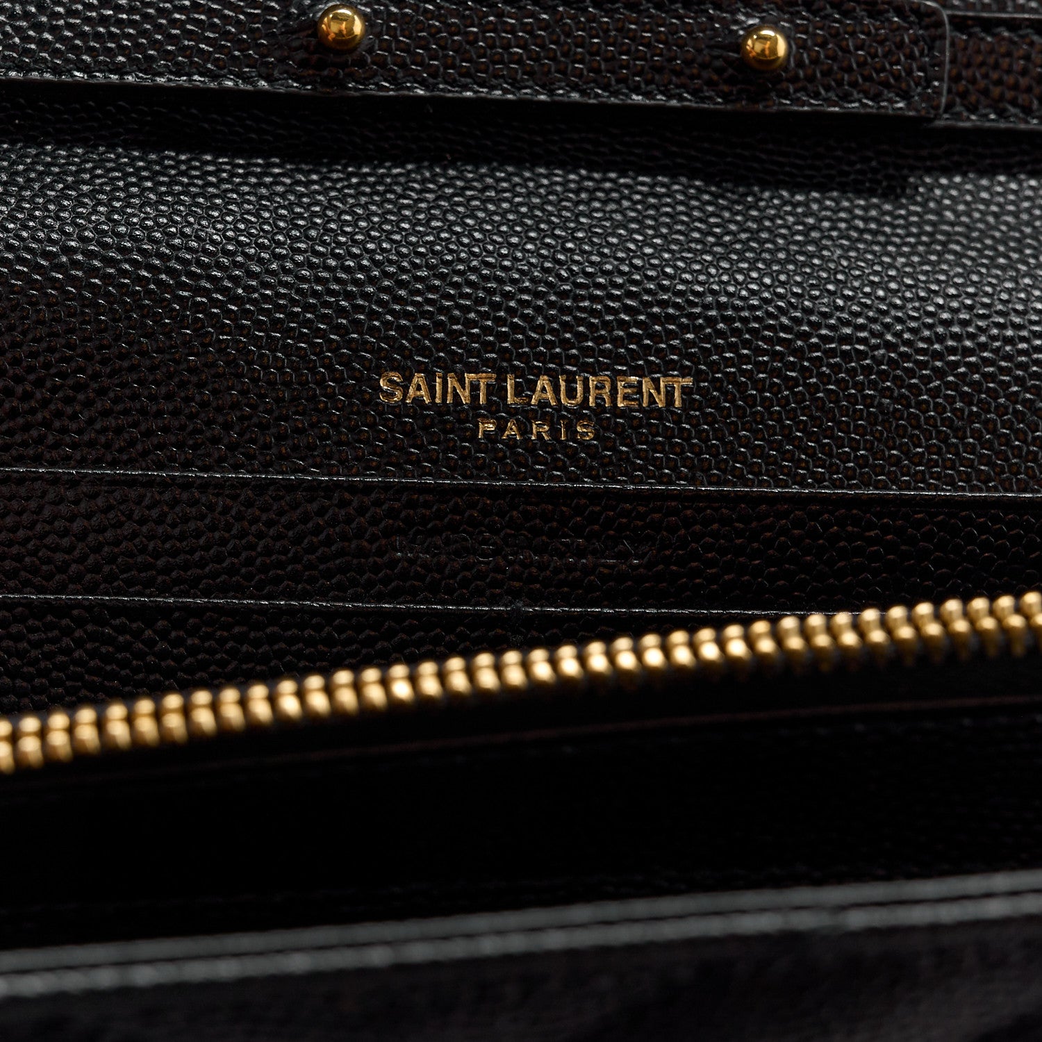 Saint Laurent Grain De Poudre Matelasse Chevron Monogram Chain Wallet Black 7 of 11
