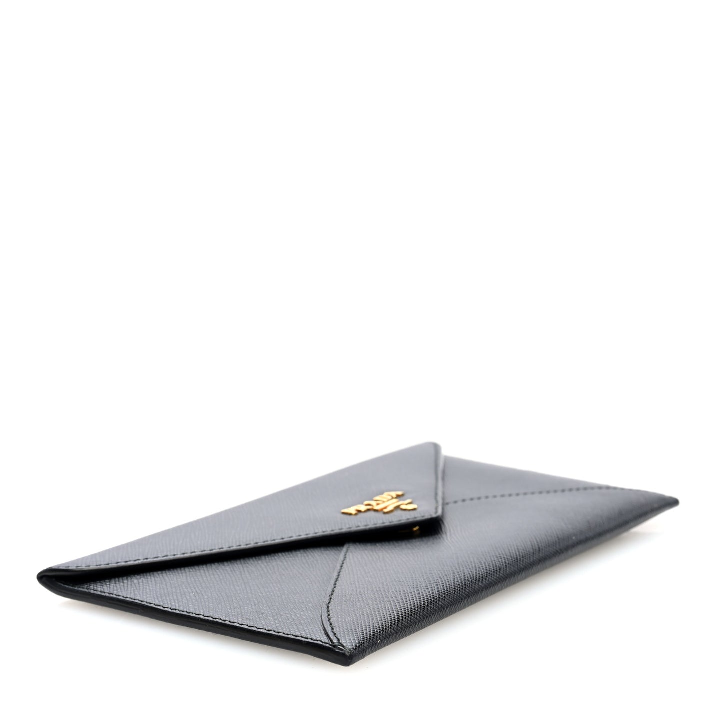 Saffiano City Calfskin Envelope Wallet Black