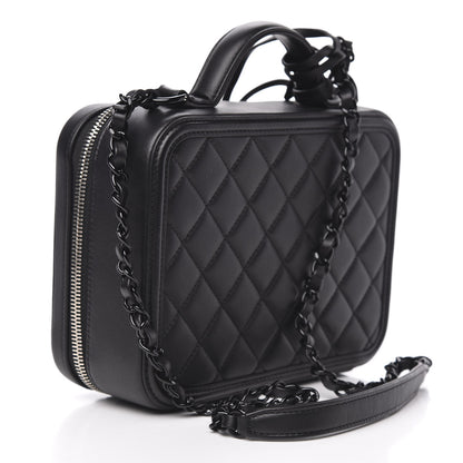 Chanel Calfskin Quilted Medium CC Filigree Vanity Case Black 3 of 11