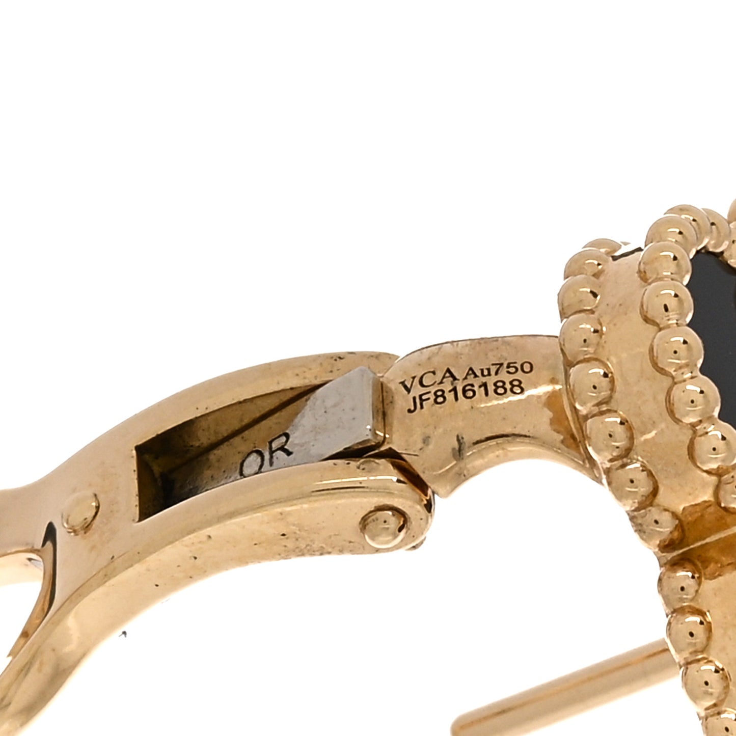 18k Yellow Gold Black Onyx Vintage Alhambra Earrings