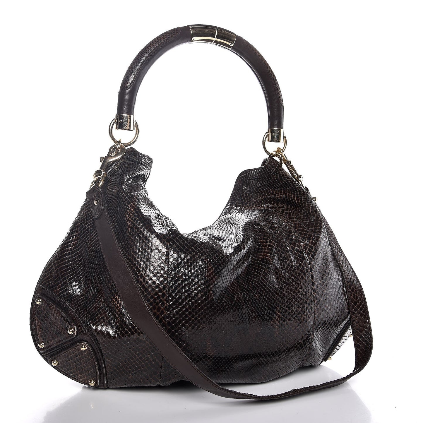 Python Large Indy Top Handle Hobo Brown
