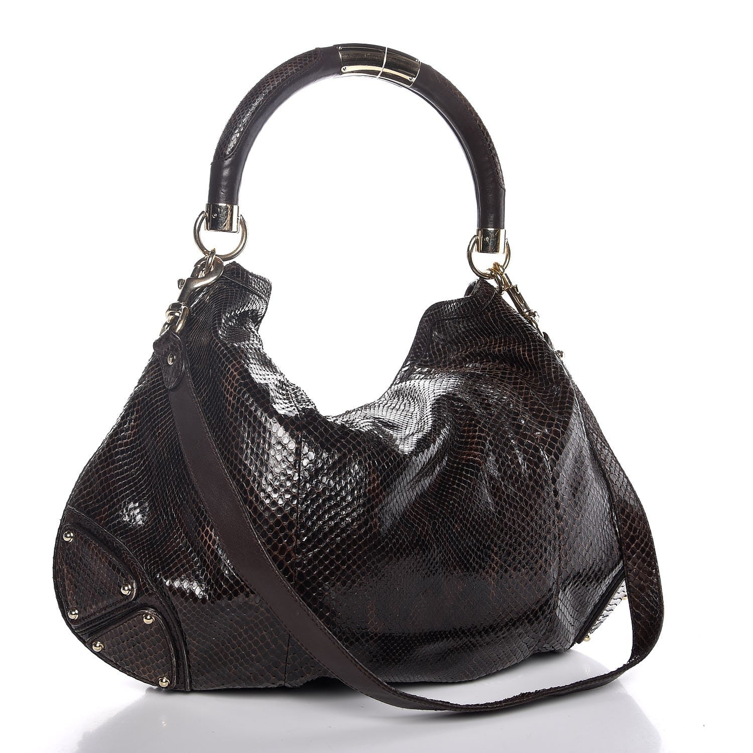 Gucci Python Large Indy Top Handle Hobo Brown 4 of 8