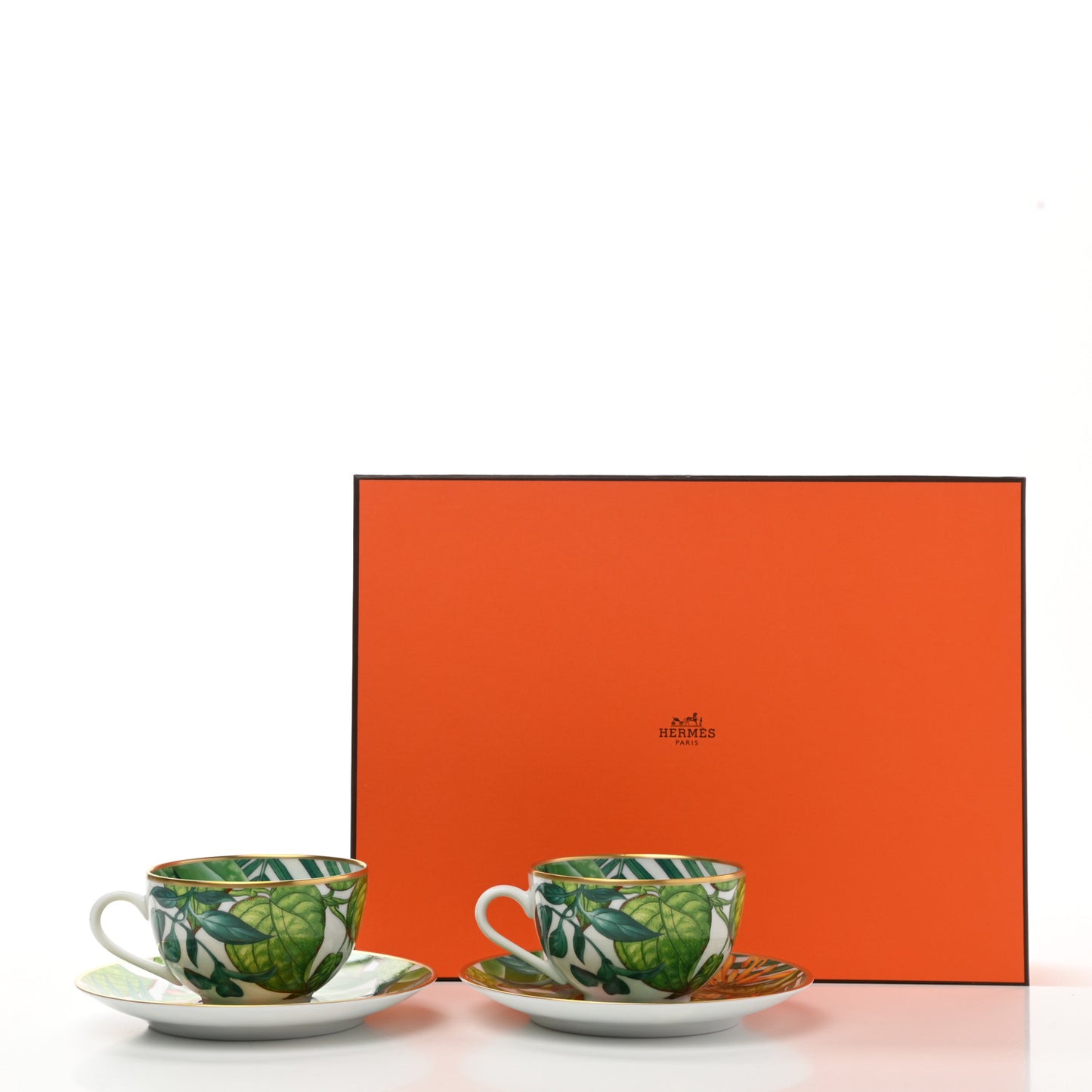 Porcelain Passifolia Tea Cup And Saucer Set Of 2