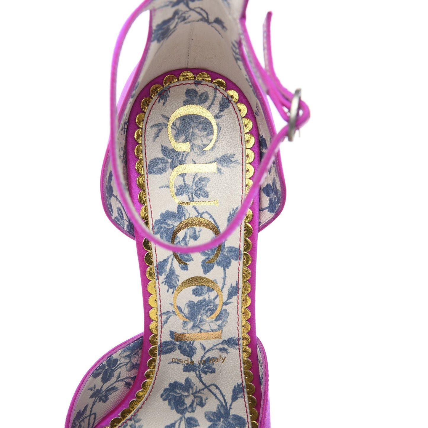 Satin Daisy Ankle Strap d'Orsay 105 Pumps 39.5 Fuchsia
