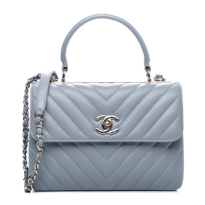Chanel Lambskin Chevron Quilted Small Trendy CC Flap Dual Handle Bag Blue 1 of 11