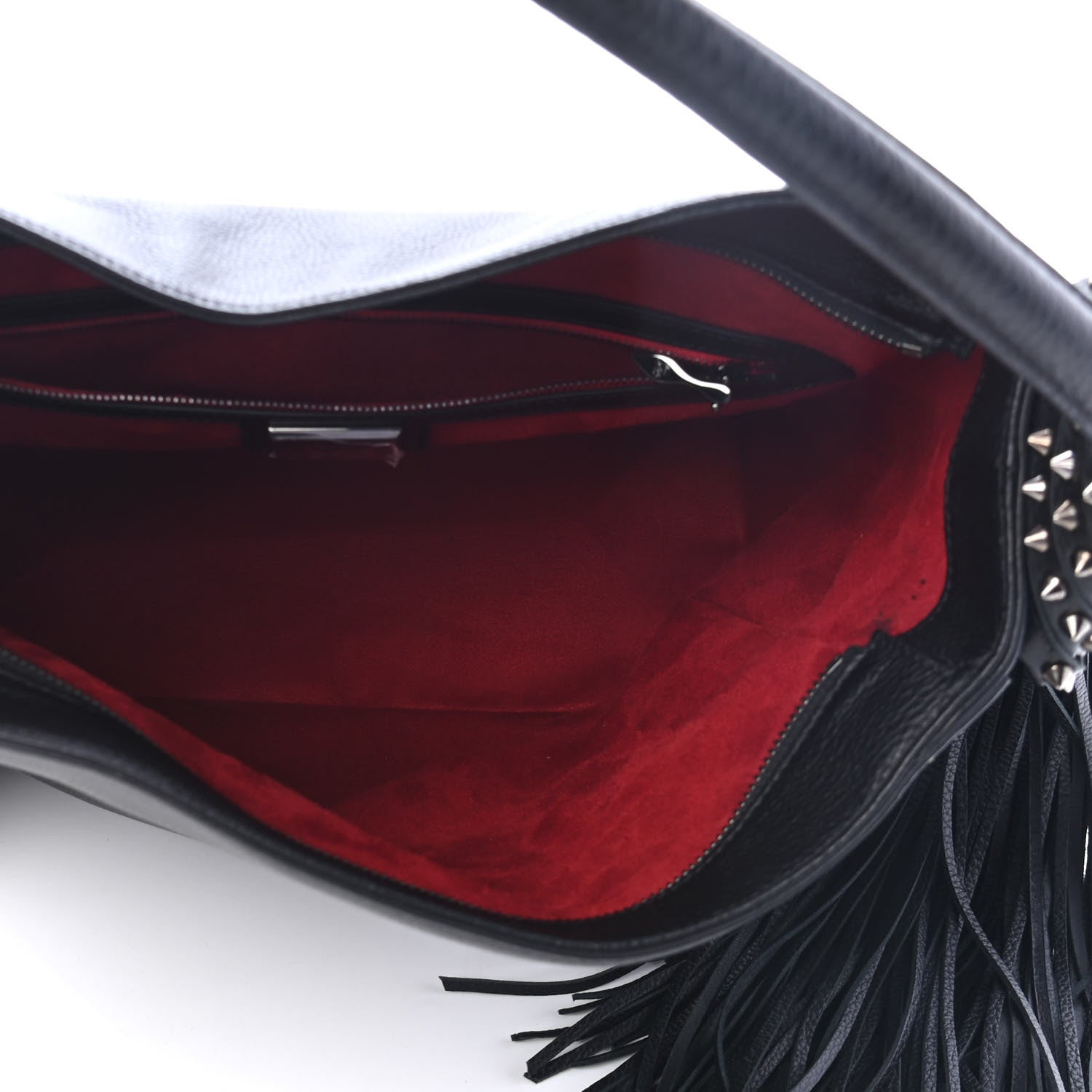 Christian Louboutin Empire Calf Spikes Fringe Eloise Hobo Black 4 of 4