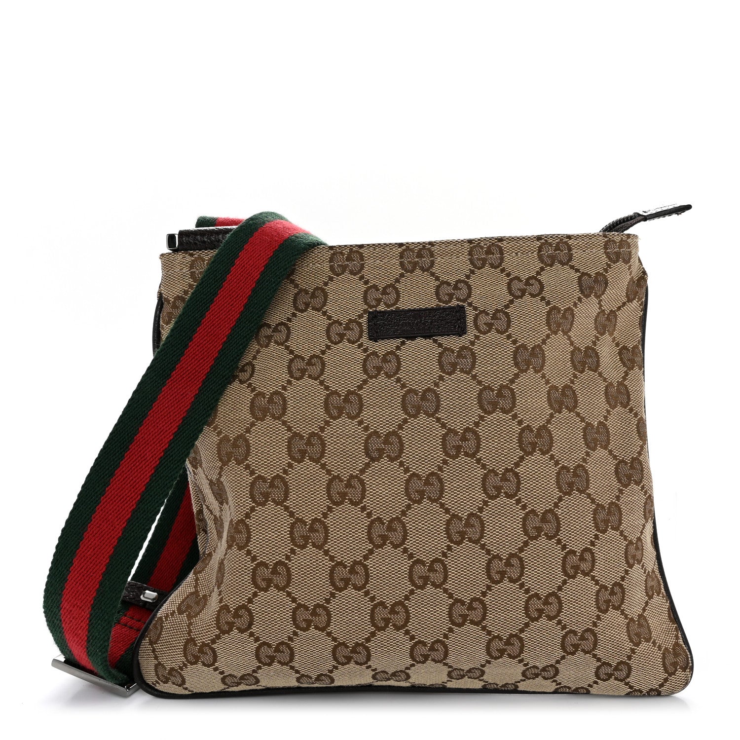 Gucci Monogram Web Small Flat Messenger Bag Brown 1 of 10