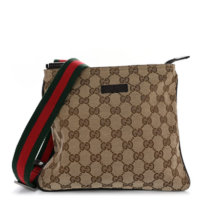 Gucci Monogram Web Small Flat Messenger Bag Brown 1 of 10