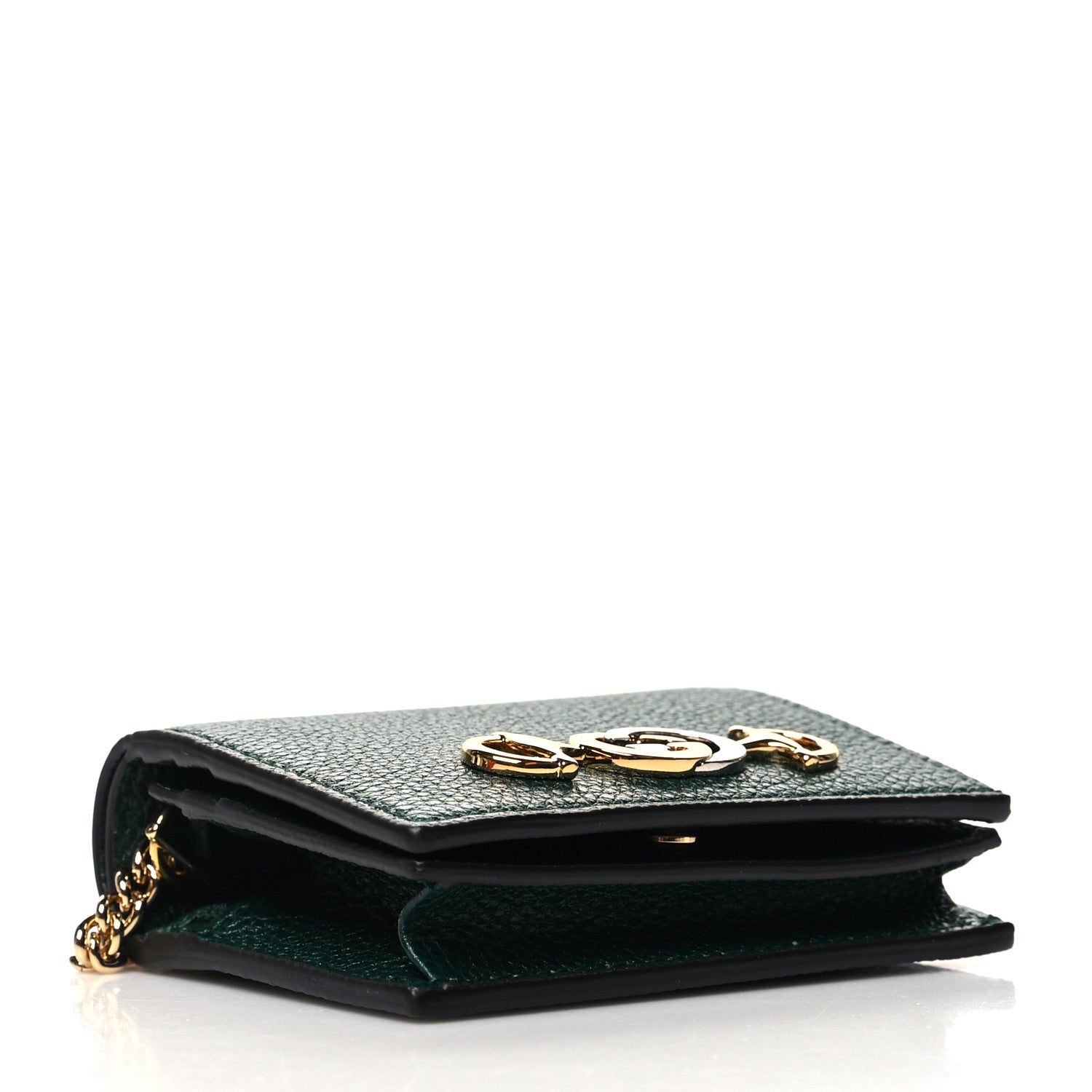 Gucci Grainy Calfskin Zumi Chain Card Case Wallet Vintage Green 4 of 10