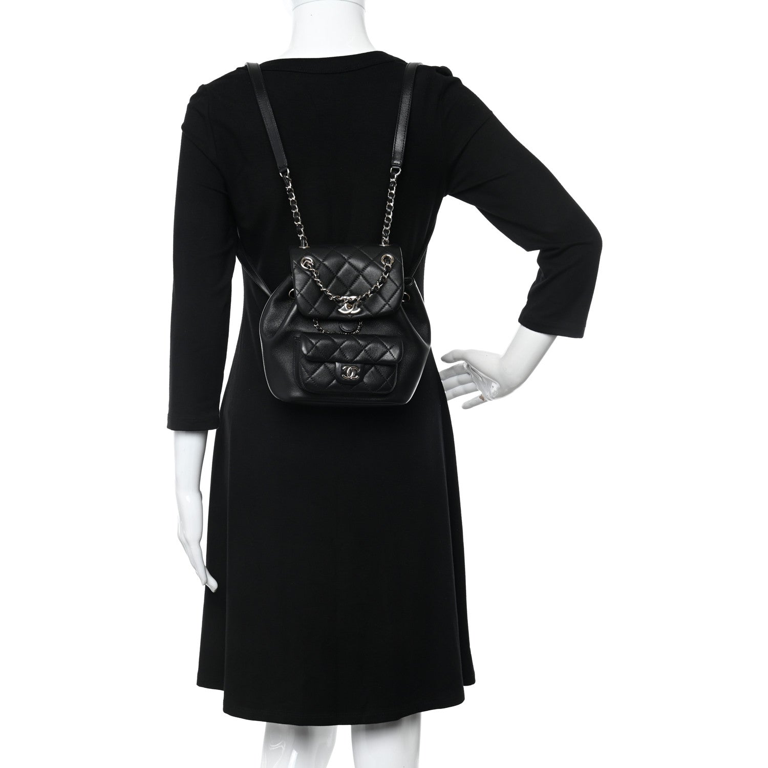 Chanel Lambskin Quilted Small Duma Drawstring Backpack Black 2 of 10