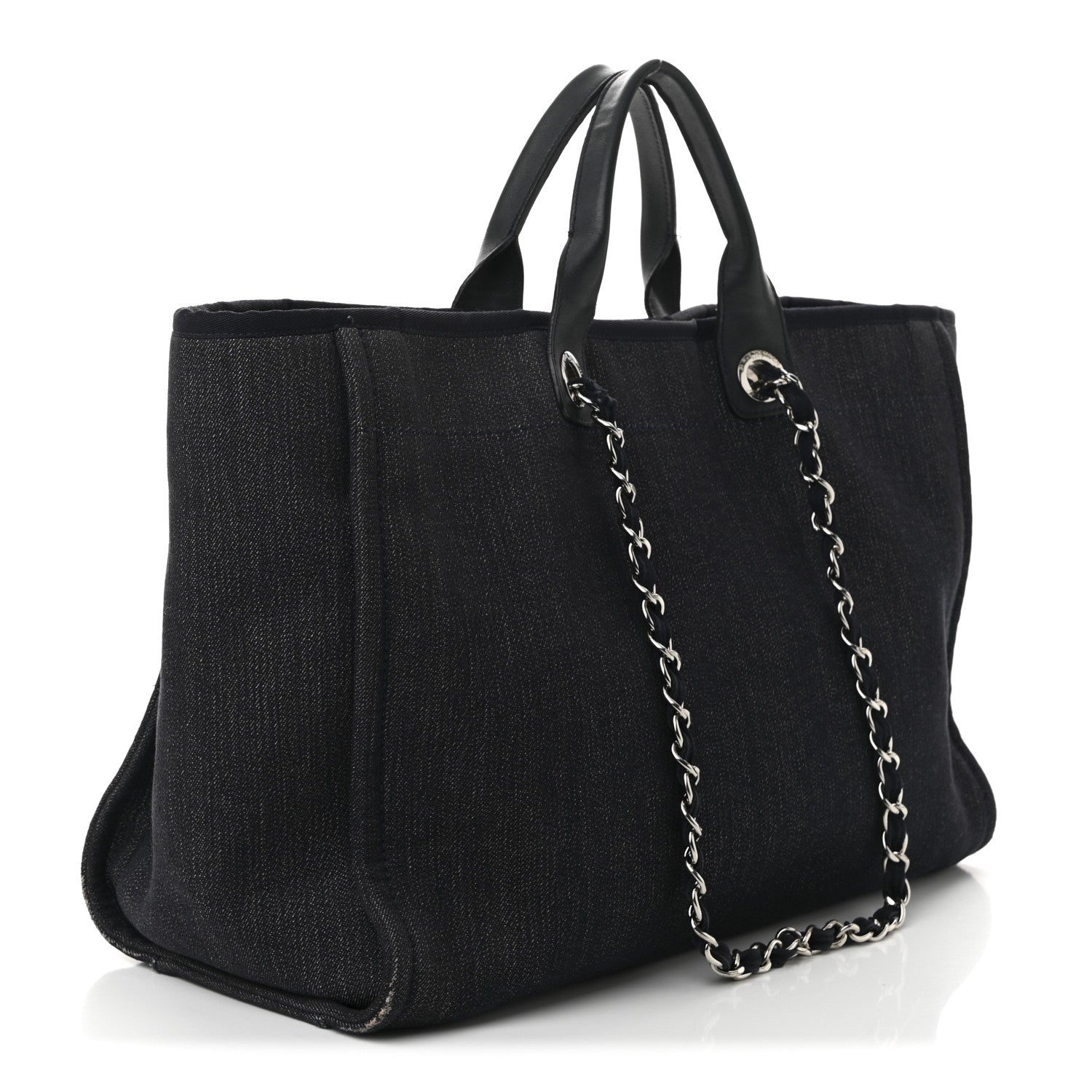 Chanel Denim Large Deauville Tote Blue Orange 3 of 12