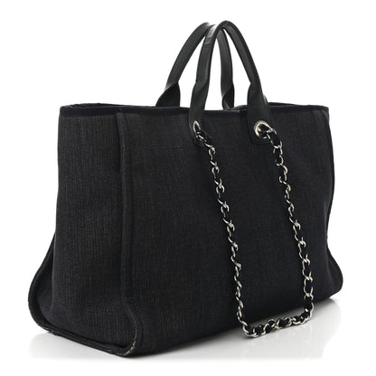 Chanel Denim Large Deauville Tote Blue Orange 3 of 12