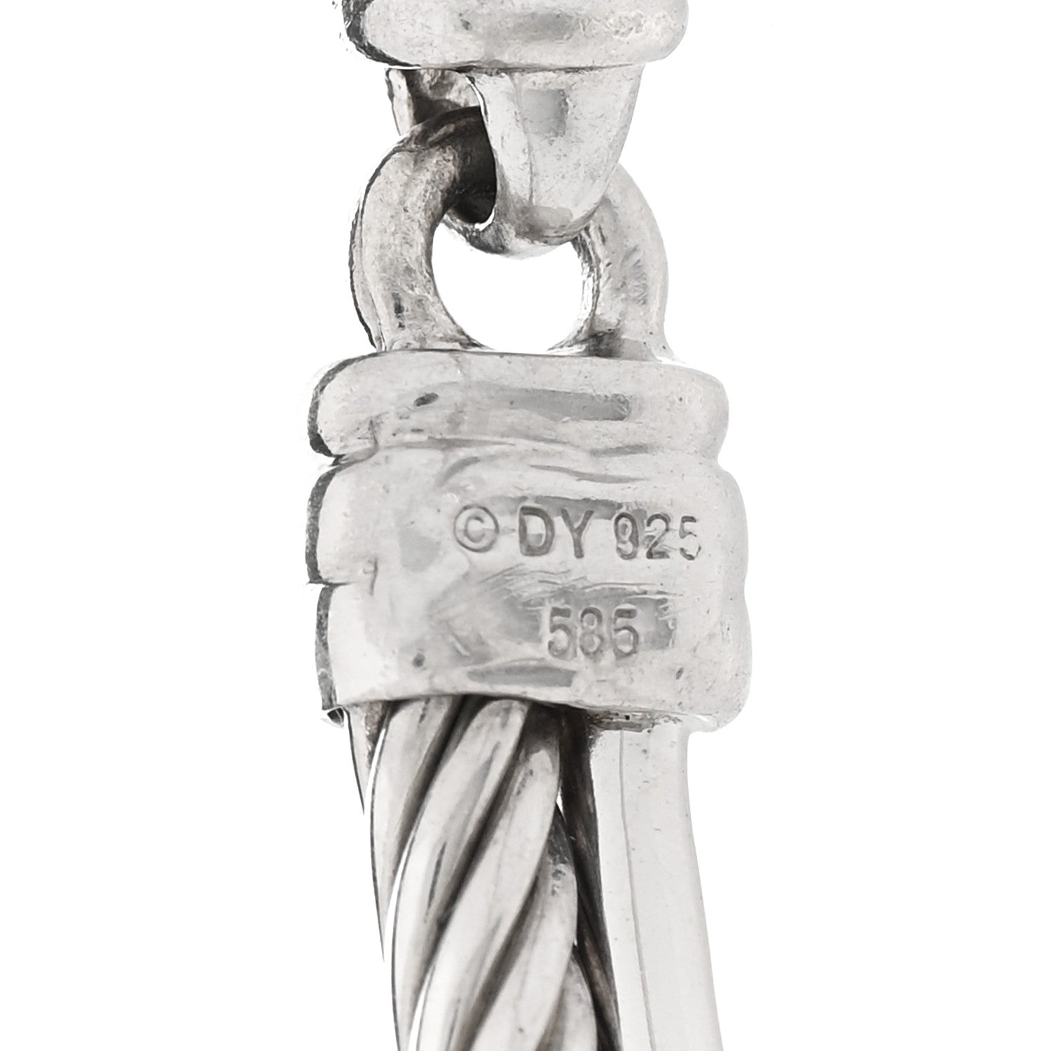 David Yurman Sterling Silver 14K White Gold Diamond 3mm Crossover Bracelet 4 of 4