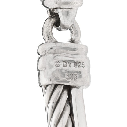 David Yurman Sterling Silver 14K White Gold Diamond 3mm Crossover Bracelet 4 of 4