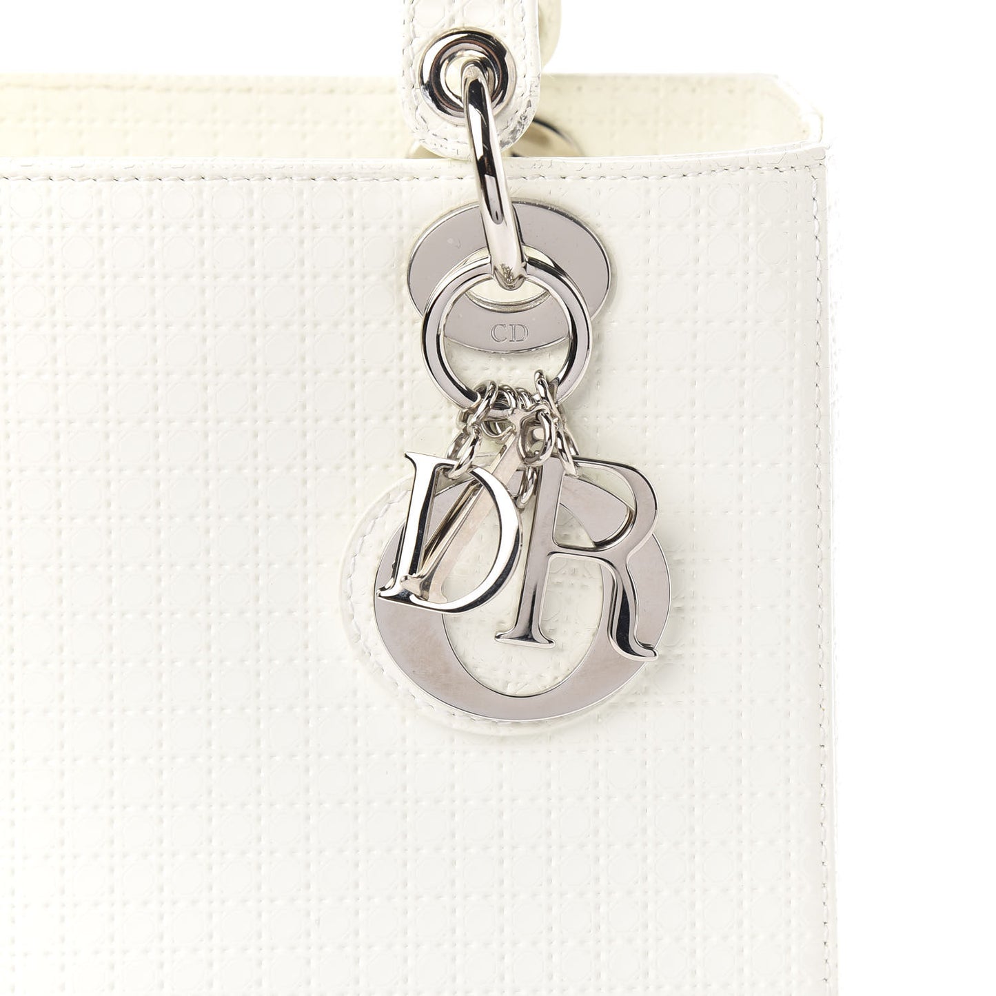 Patent Micro-Cannage Medium Lady Dior White