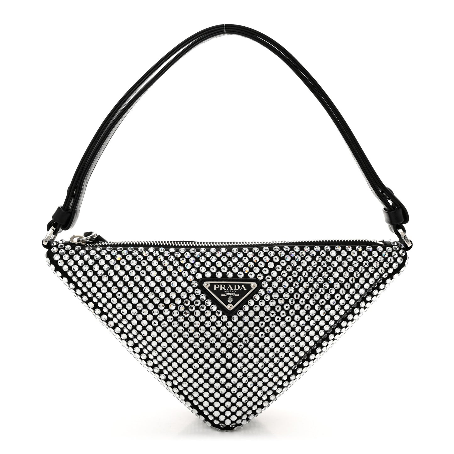 Satin Crystal Triangle Pouch Cristal