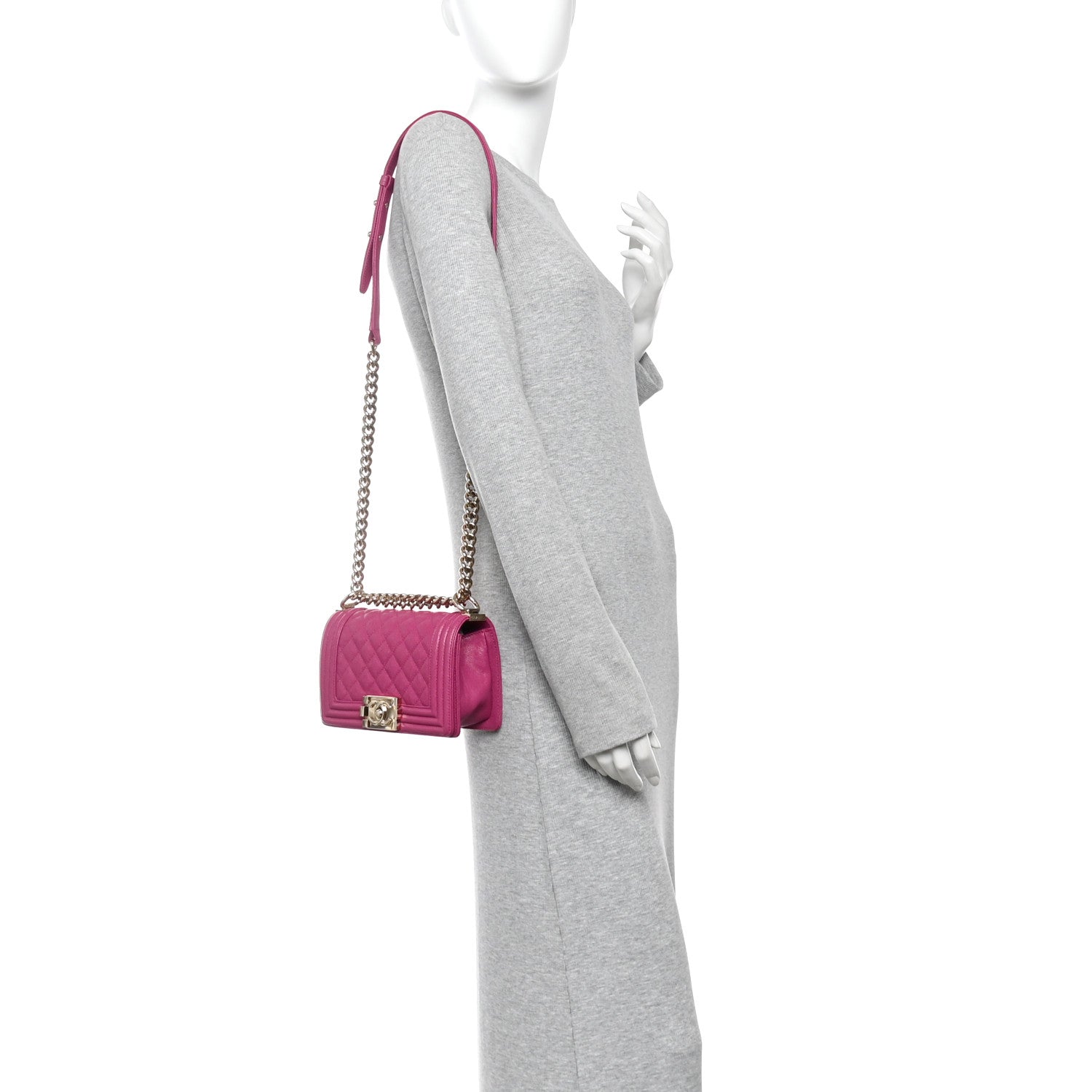 Chanel Caviar Quilted Small Boy Flap Dark Pink 2 of 10