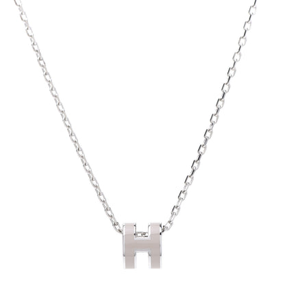 Hermes Palladium Mini Pop H Pendant Necklace Marron Glace 1 of 7