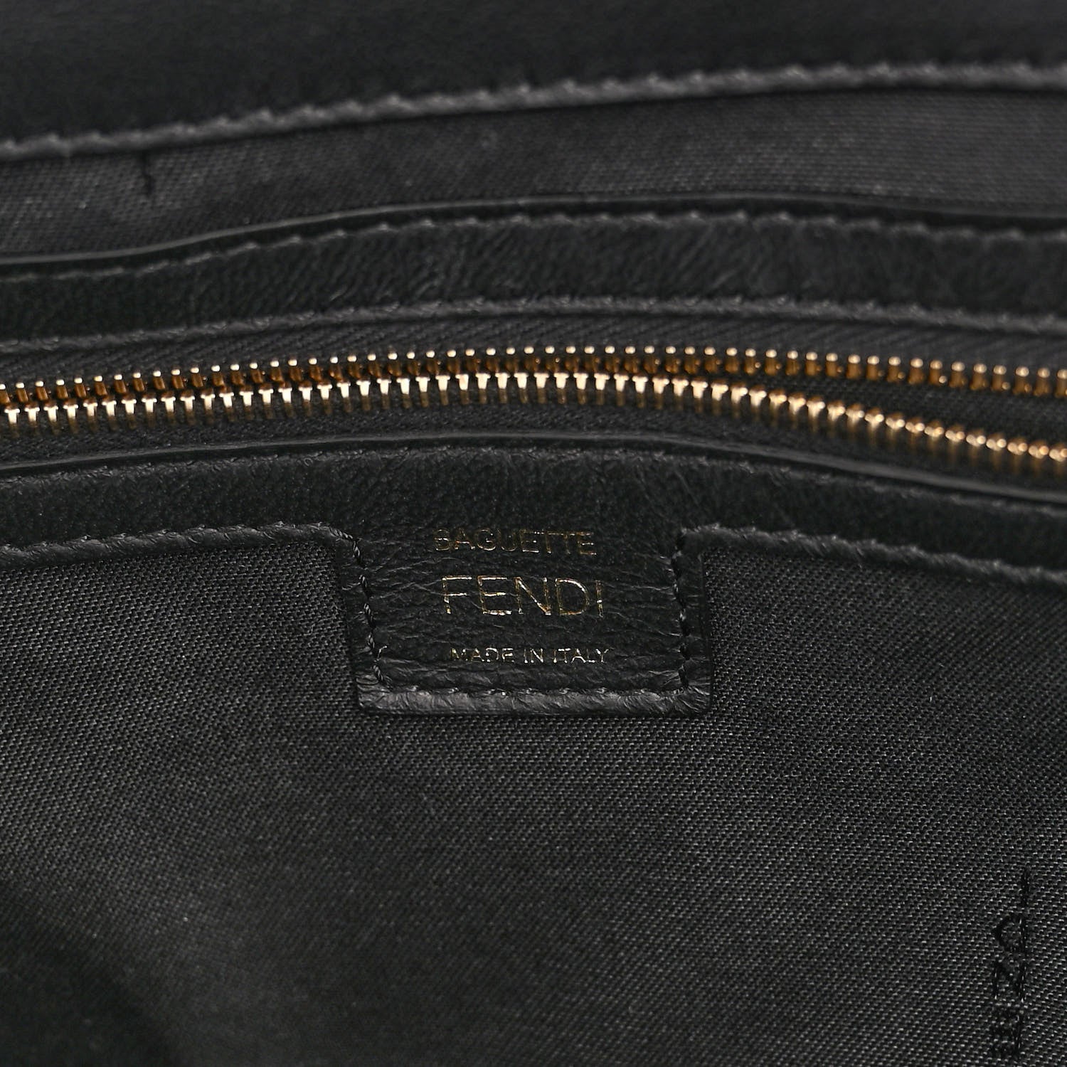 Fendi Nappa FF 1974 Embossed Large Baguette Black 5 of 9