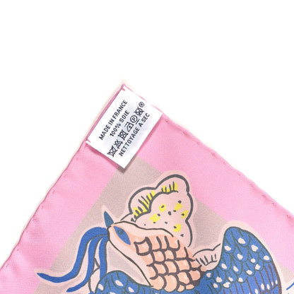 Hermes Silk Double Face Mille Feuilles Scarf 90 Rose Turquoise Multicolore 3 of 4