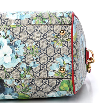 Gucci GG Supreme Monogram Blooms Medium Boston Beige Blue Navy Hibiscus Red 6 of 8