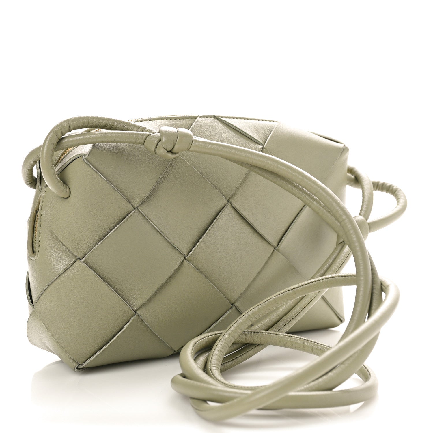 Bottega Veneta Lambskin Maxi Intreccio Small Cassette Camera Bag Travertine 3 of 10