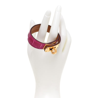Hermes Shiny Alligator Kelly Double Tour Bracelet S Fuchsia 2 of 7