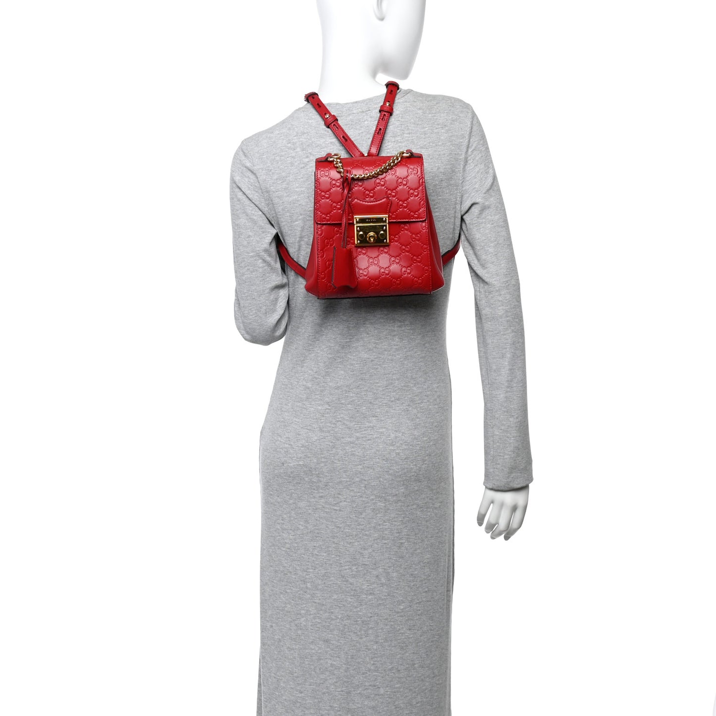 Guccissima Signature Padlock Backpack Hibiscus Red