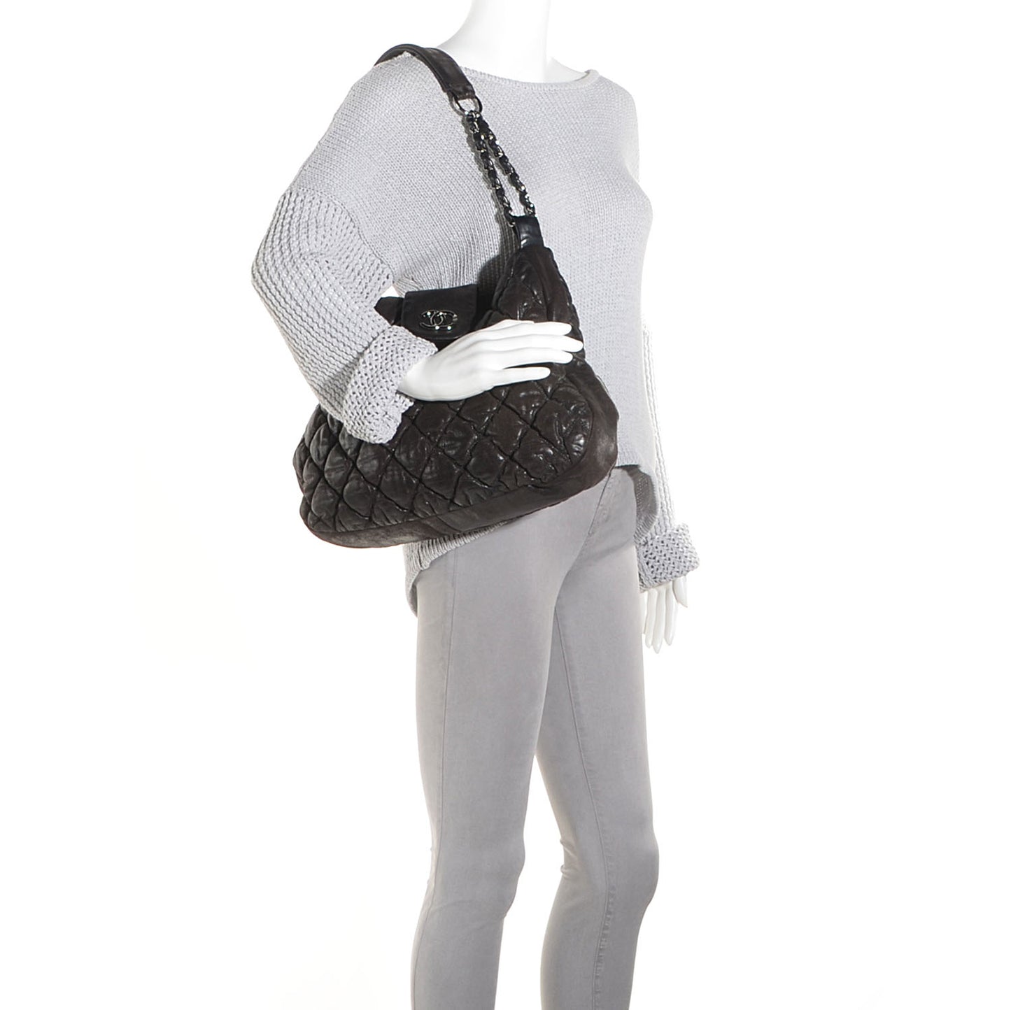 Calfskin Bubble Quilt Hobo Brown