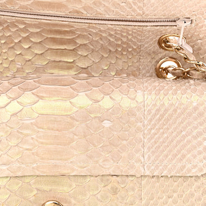Chanel Metallic Snakeskin Medium Double Flap Light Beige 11 of 11
