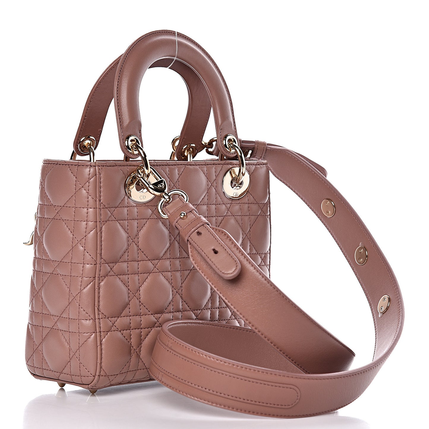 Lambskin Cannage Small Lucky Badges My Lady Dior Petale Brique