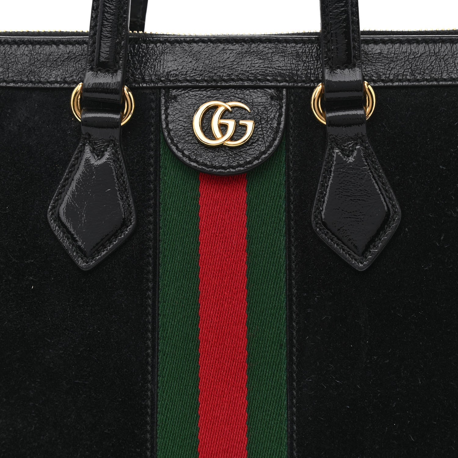 Gucci Suede Patent GG Web Medium Ophidia Tote Bag Black 8 of 10