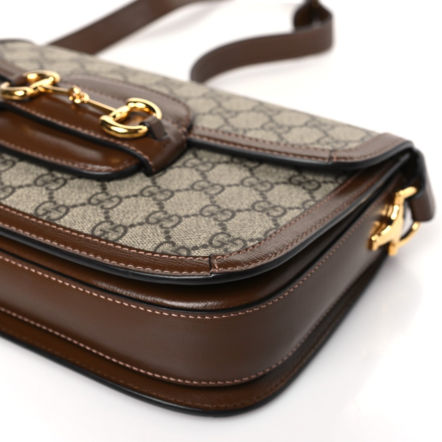 GG Supreme Monogram Horsebit 1955 Shoulder Bag Beige Brown Sugar