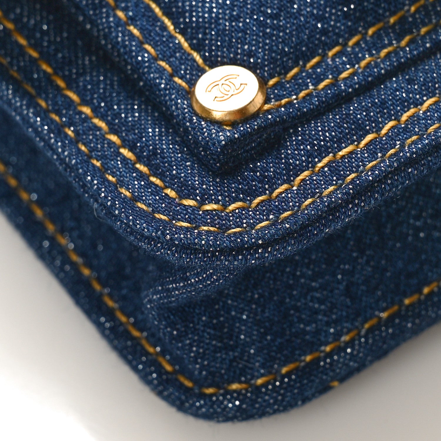 Chanel Denim Quilted Double You Card Holder On Chain Blue 8 of 10